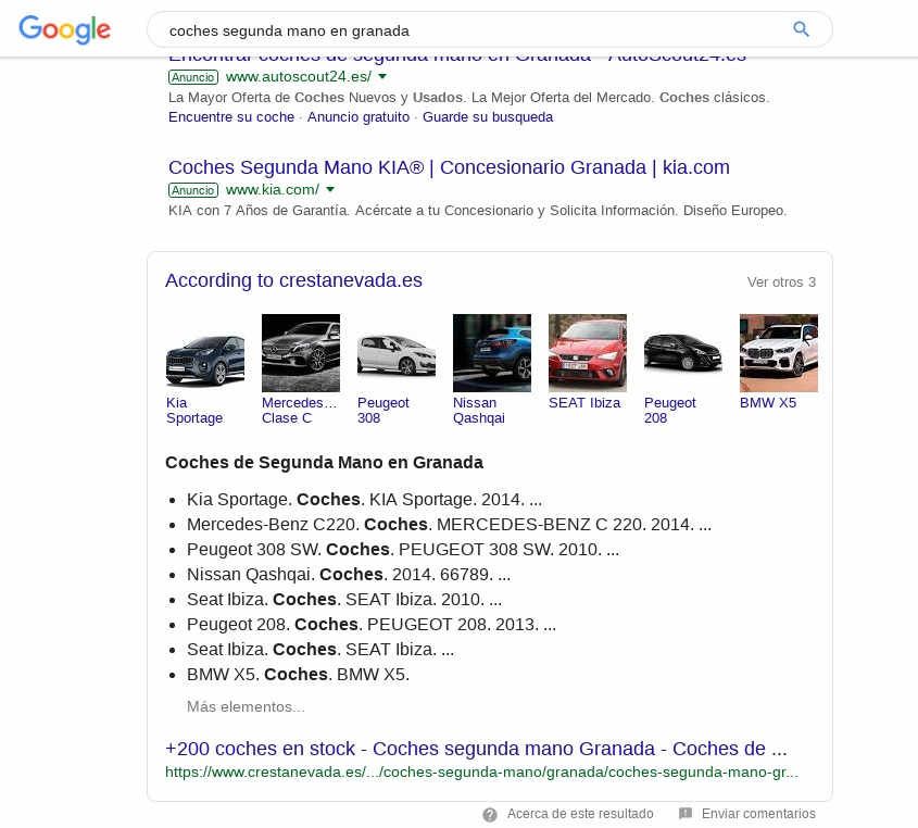 Posicionamiento SEO Coches de segunda mano